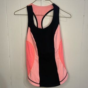 Lululemon pink, black, and orange-pink sports tank top